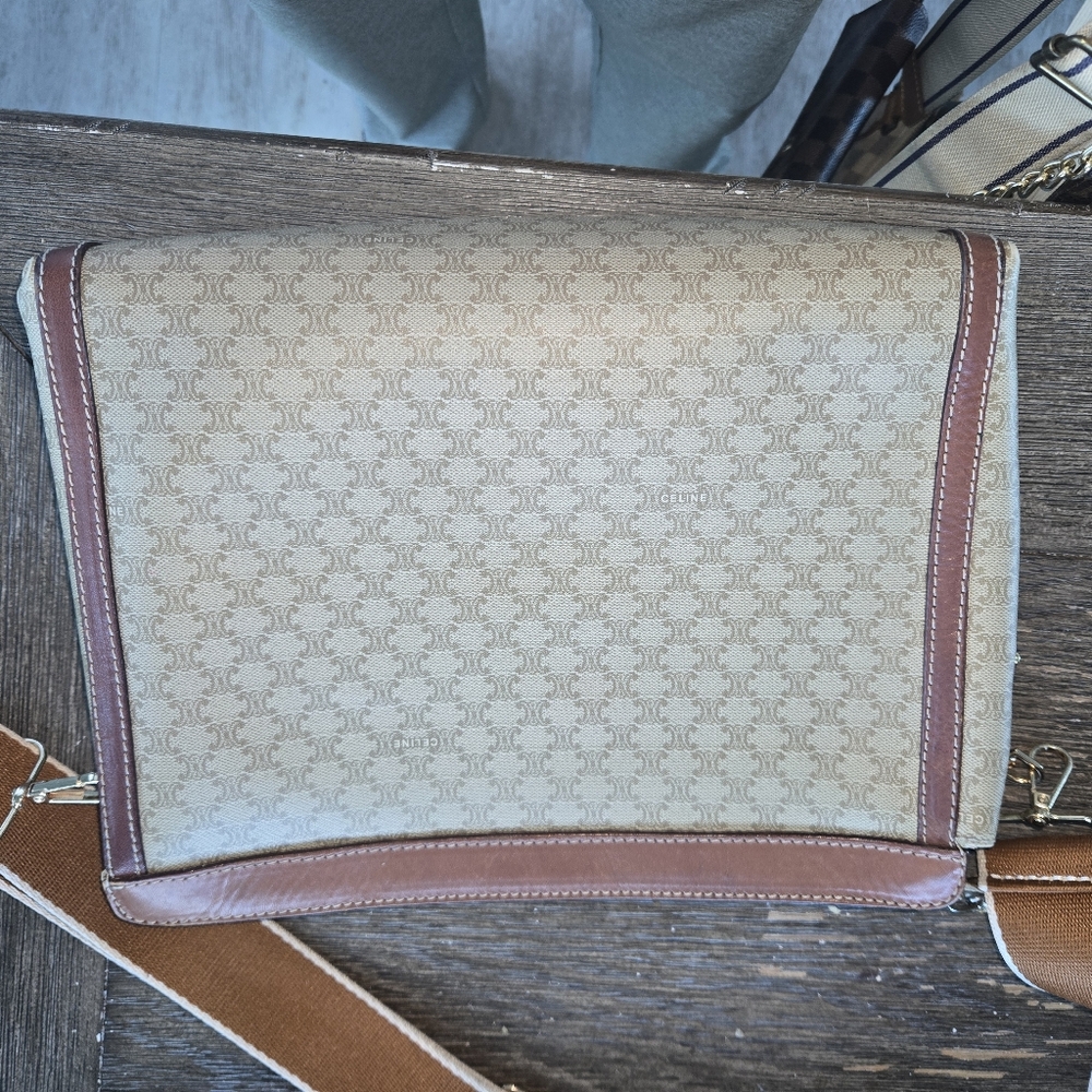 Celine Tan and Brown Crossbody Bag with Signature Style - Picture 9 of 13